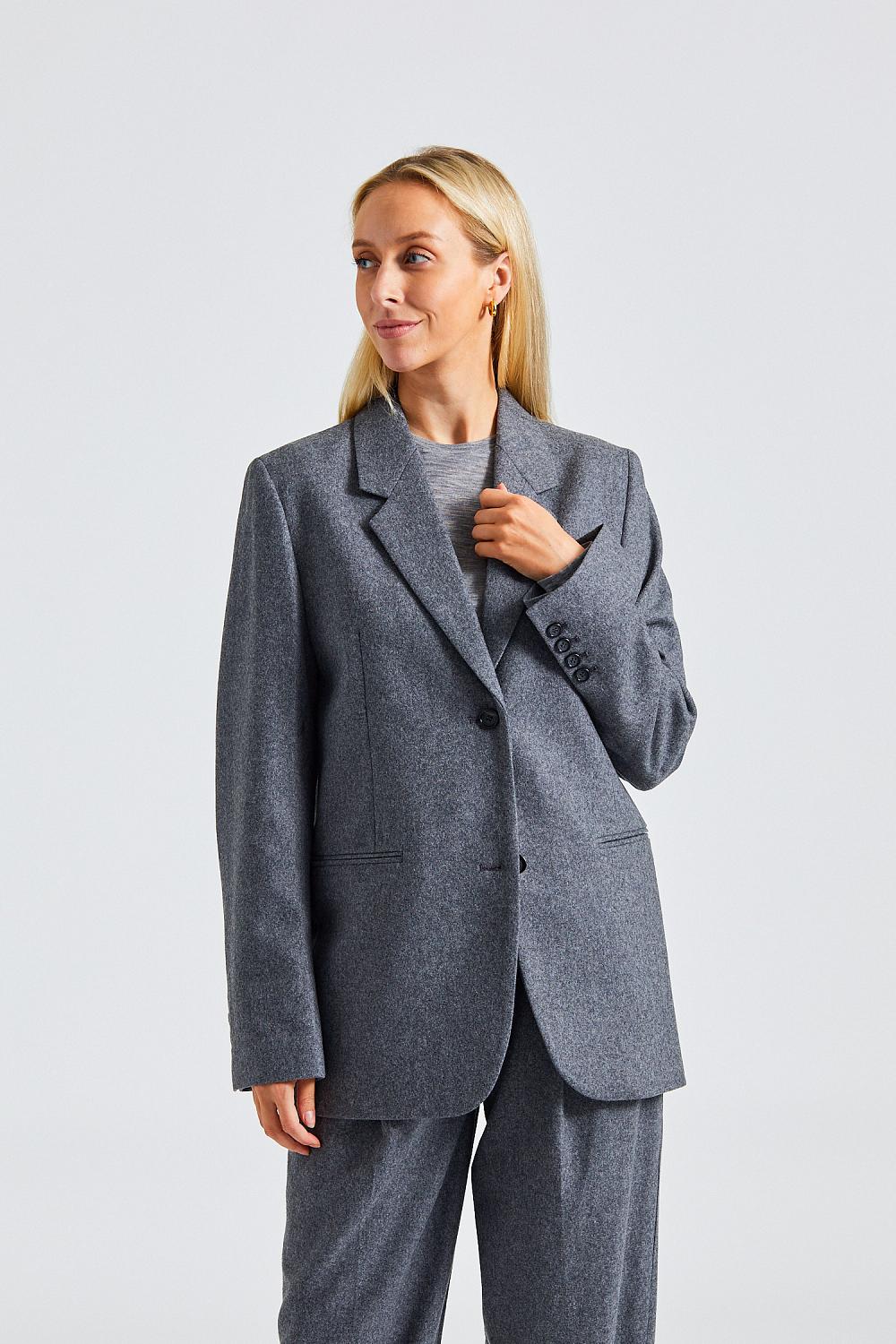 Tailored Suit Jacket Grey Melange | Retro